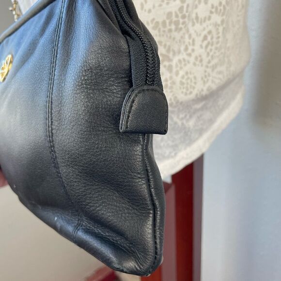 Black Faux Leather Shoulder Bag EUC - Picture 7 of 8